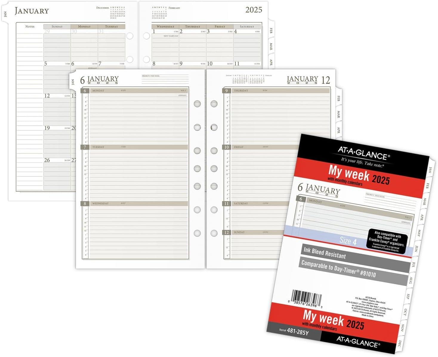 image:imageATAGLANCE 2026 Planner Refill Weekly amp Monthly 375 x 675 Portable Size 3 LooseLeaf 471285Y262025 Old Edition Desk Block Style