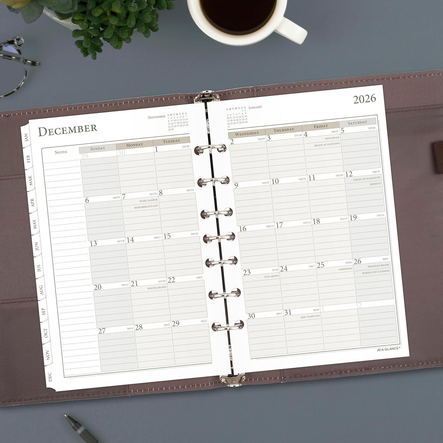 image:imageATAGLANCE 2026 Planner Refill Weekly amp Monthly 375 x 675 Portable Size 3 LooseLeaf 471285Y262026 New Edition Desk Block Style