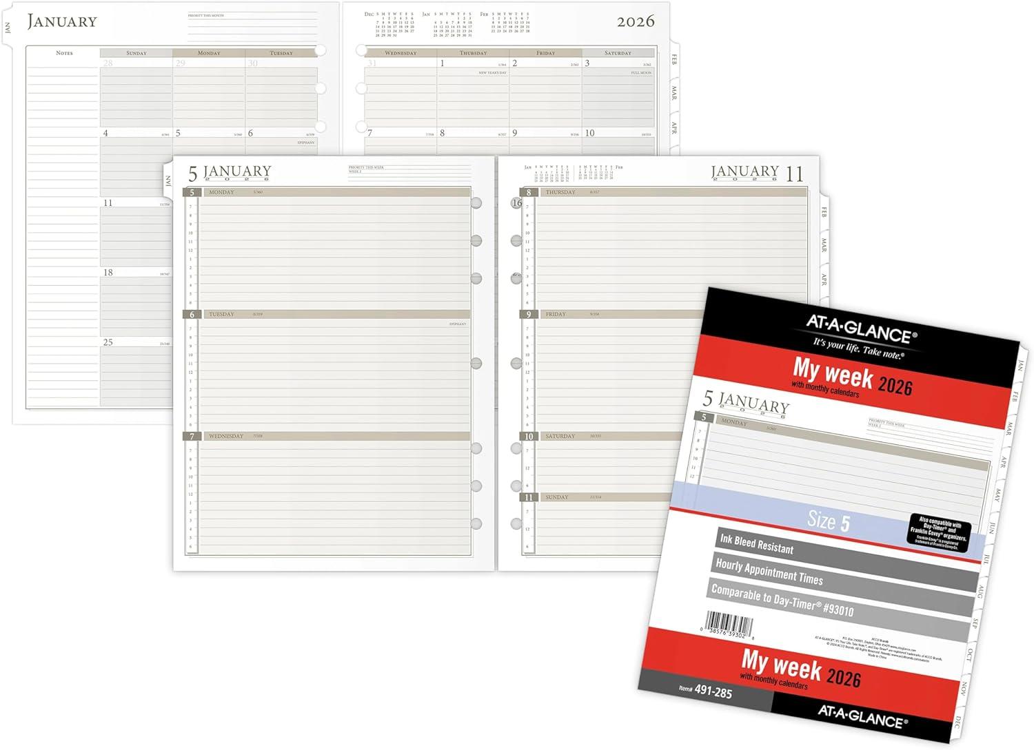 image:imageATAGLANCE 2026 Planner Refill Weekly amp Monthly 375 x 675 Portable Size 3 LooseLeaf 471285Y262026 New Edition Folio