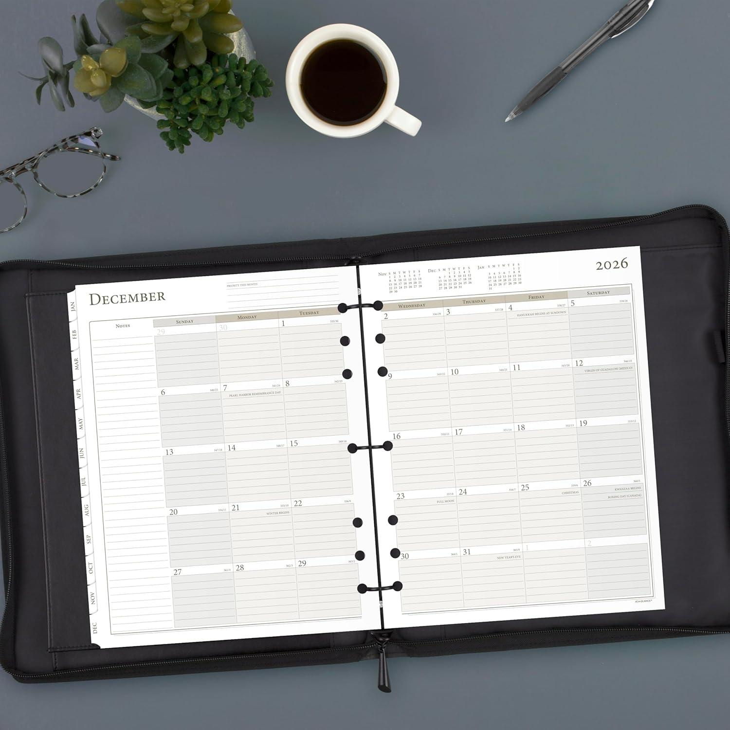 image:imageATAGLANCE 2026 Planner Refill Weekly amp Monthly 375 x 675 Portable Size 3 LooseLeaf 471285Y262026 New Edition Folio