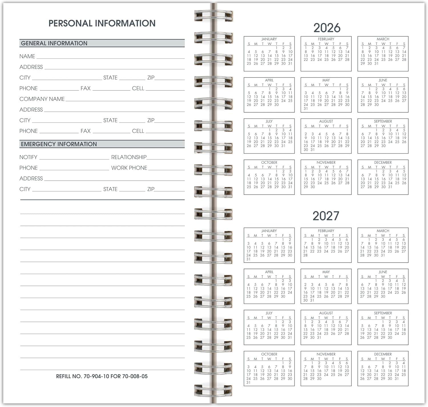 image:imageATAGLANCE 2026 Weekly Appointment Book Planner Refill for 70008 314 x 614 Pocket Size 7090410262026 New Edition