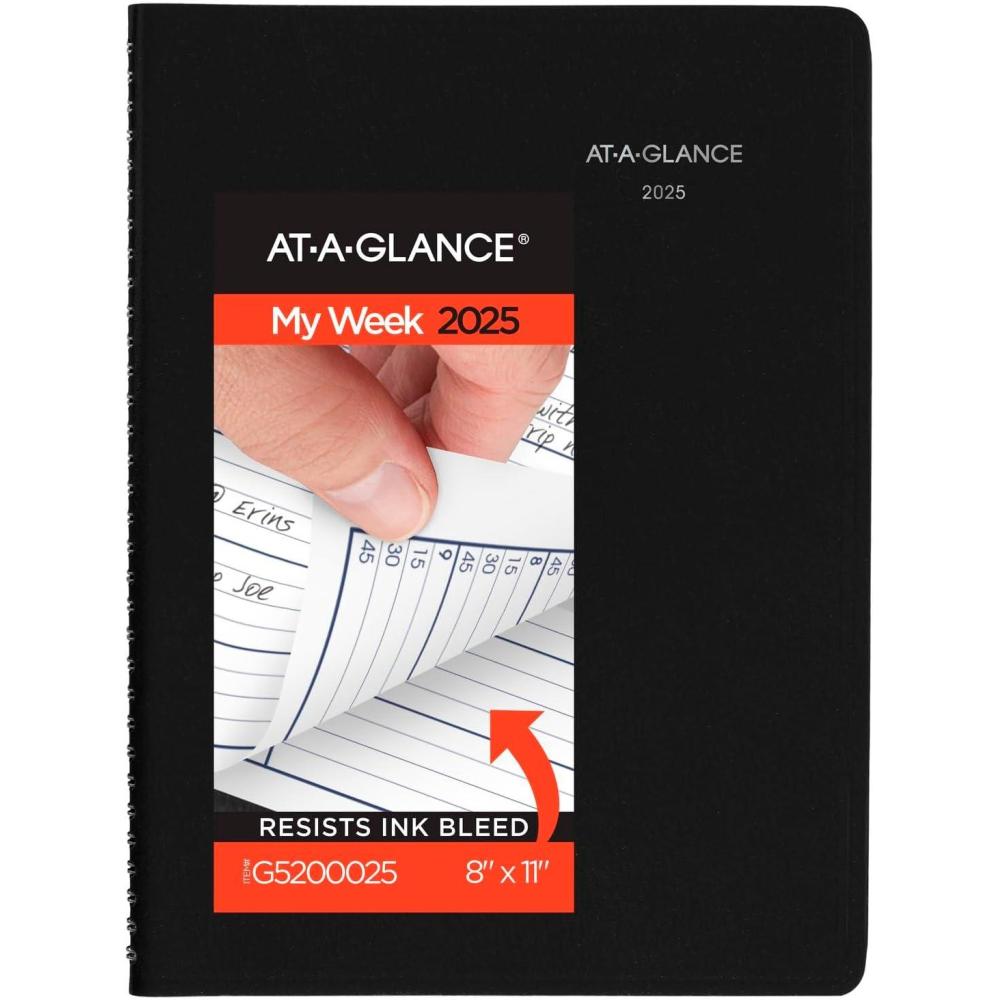 image:imageATAGLANCE 2026 Appointment Book Planner Weekly 8 x 11 Large QuarterHourly DayMinder Black G5200026Black