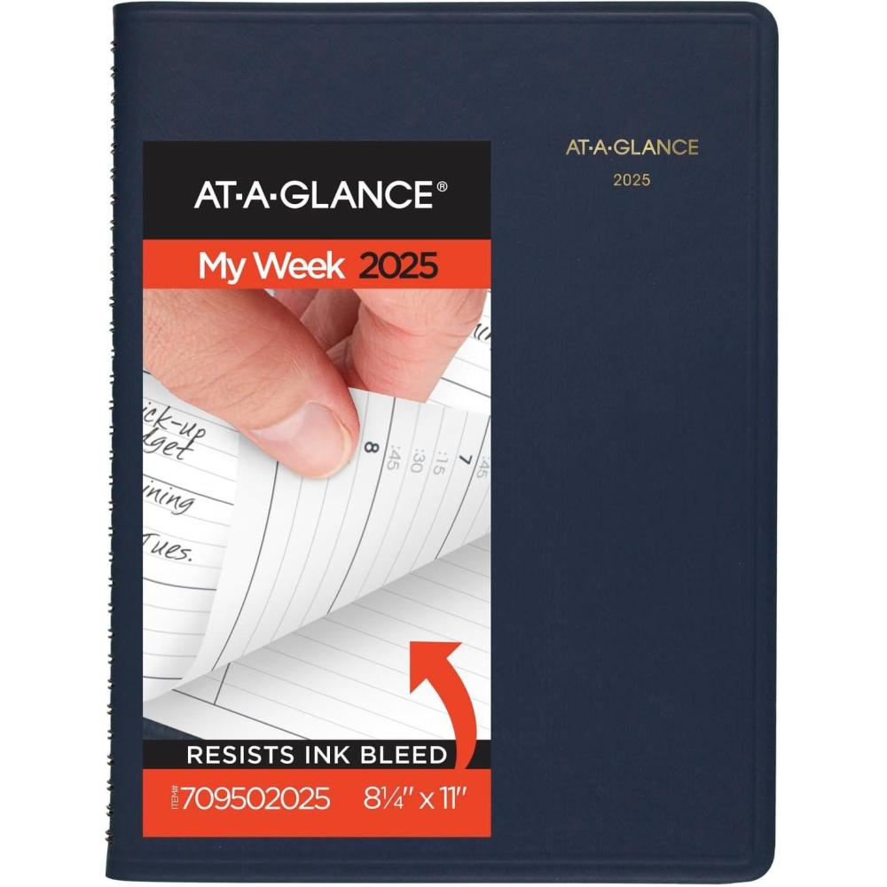 image:imageATAGLANCE 2026 Appointment Book Planner Weekly 814 x 11 Large Winestone 709505026Navy