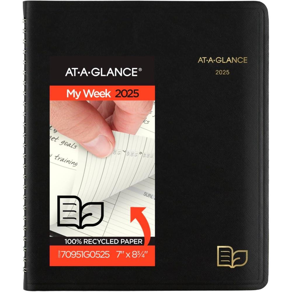 image:imageATAGLANCE 2026 Appointment Book Planner Weekly amp Monthly 7 x 834 Medium QuarterHourly Recycled Black 70951G05267 x 834