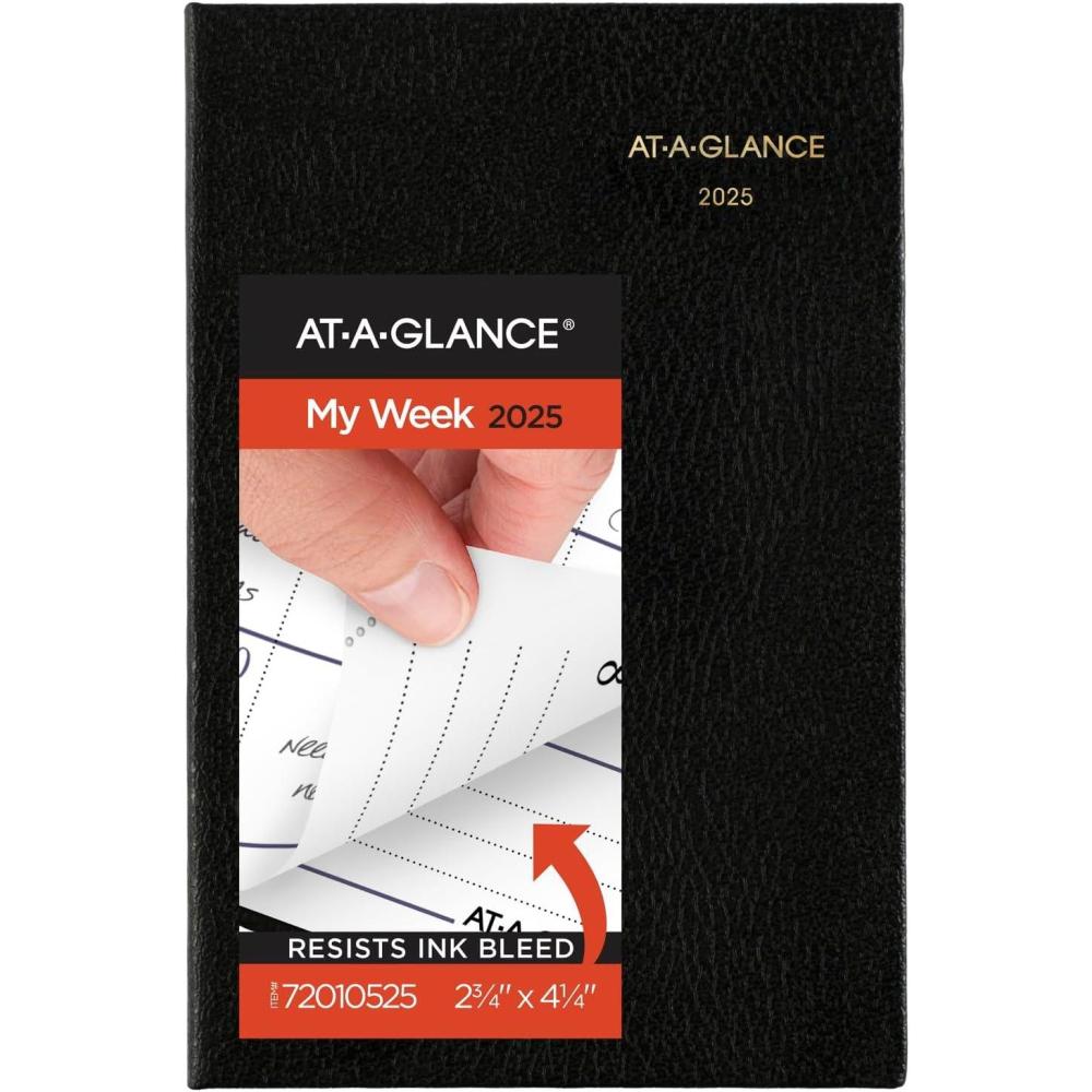 image:imageATAGLANCE 2026 Diary Fine Diary Weekly amp Monthly 275 x 425 Pocket Size Hardcover Black 720105262025 Old Edition
