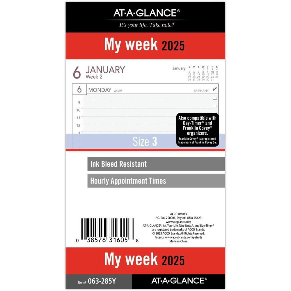 image:imageATAGLANCE 2026 Planner Refill Weekly 512 x 812 Desk Size 4 LooseLeaf 061285Y262025 Old Edition