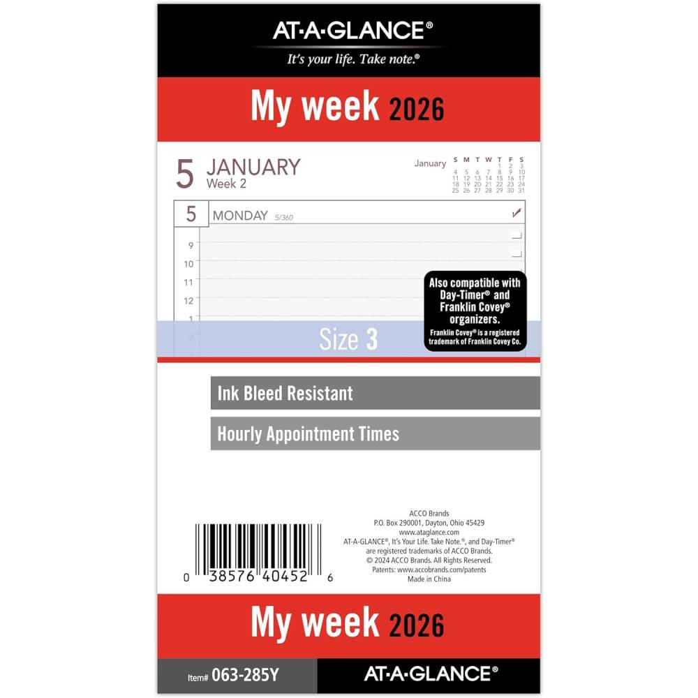 image:imageATAGLANCE 2026 Planner Refill Weekly 512 x 812 Desk Size 4 LooseLeaf 061285Y262026 New Edition