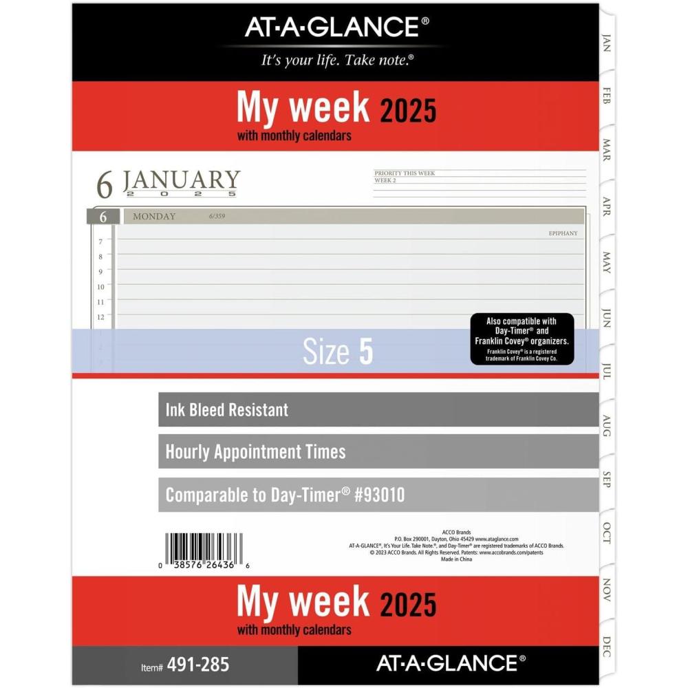 image:imageATAGLANCE 2026 Planner Refill Weekly amp Monthly 375 x 675 Portable Size 3 LooseLeaf 471285Y262025 Old Edition Folio