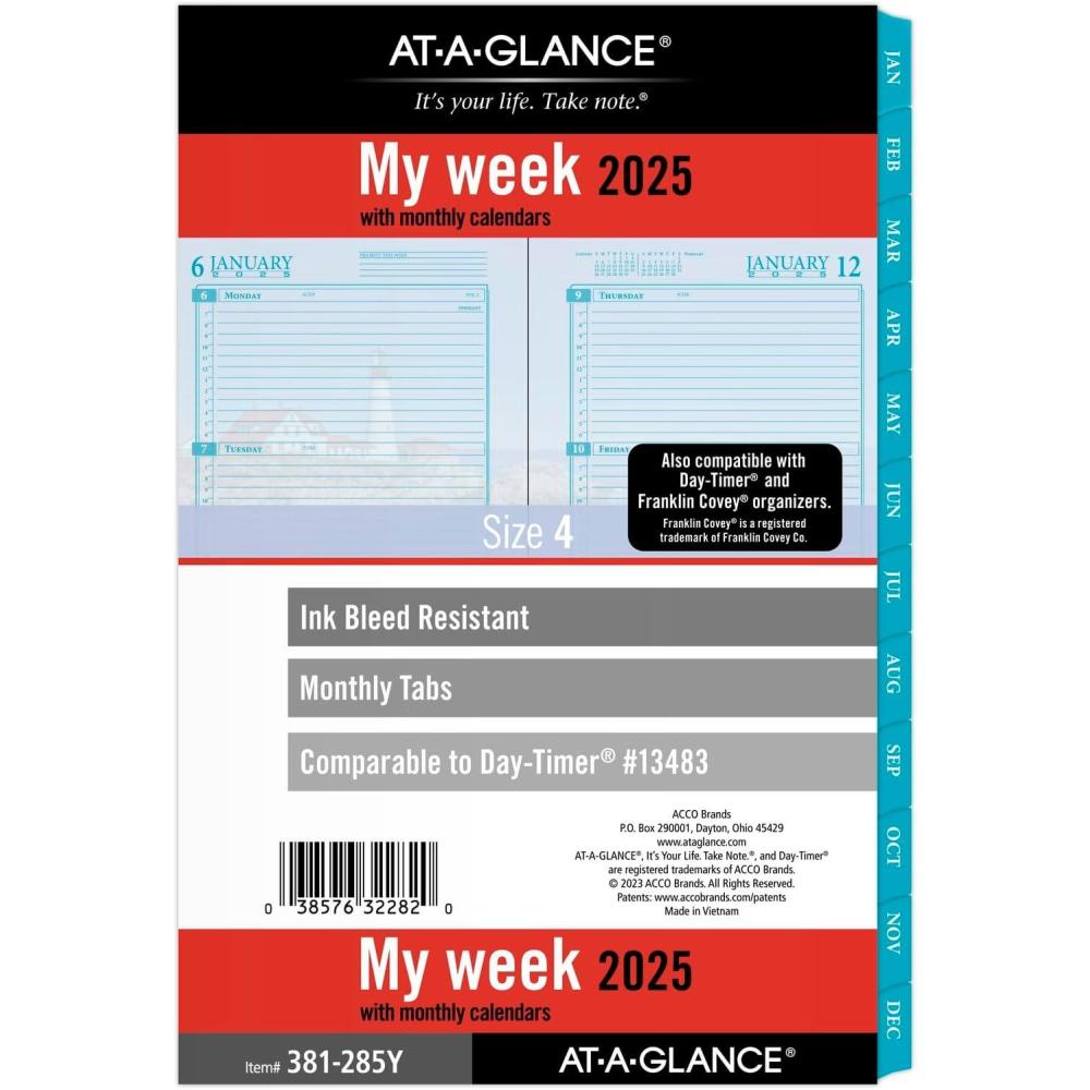 image:imageATAGLANCE 2026 Planner Refill Weekly amp Monthly 55 x 85 Desk Size 4 LooseLeaf Zenscapes 281285Y26Seascapes