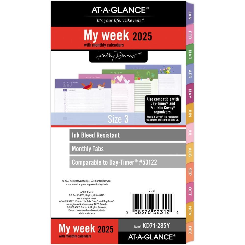 image:imageATAGLANCE 2026 Planner Refill Weekly amp Monthly 55 x 85 Size 4 Desk Size 52122 DayTimer Kathy Davis KD81285Y262025 Old Edition