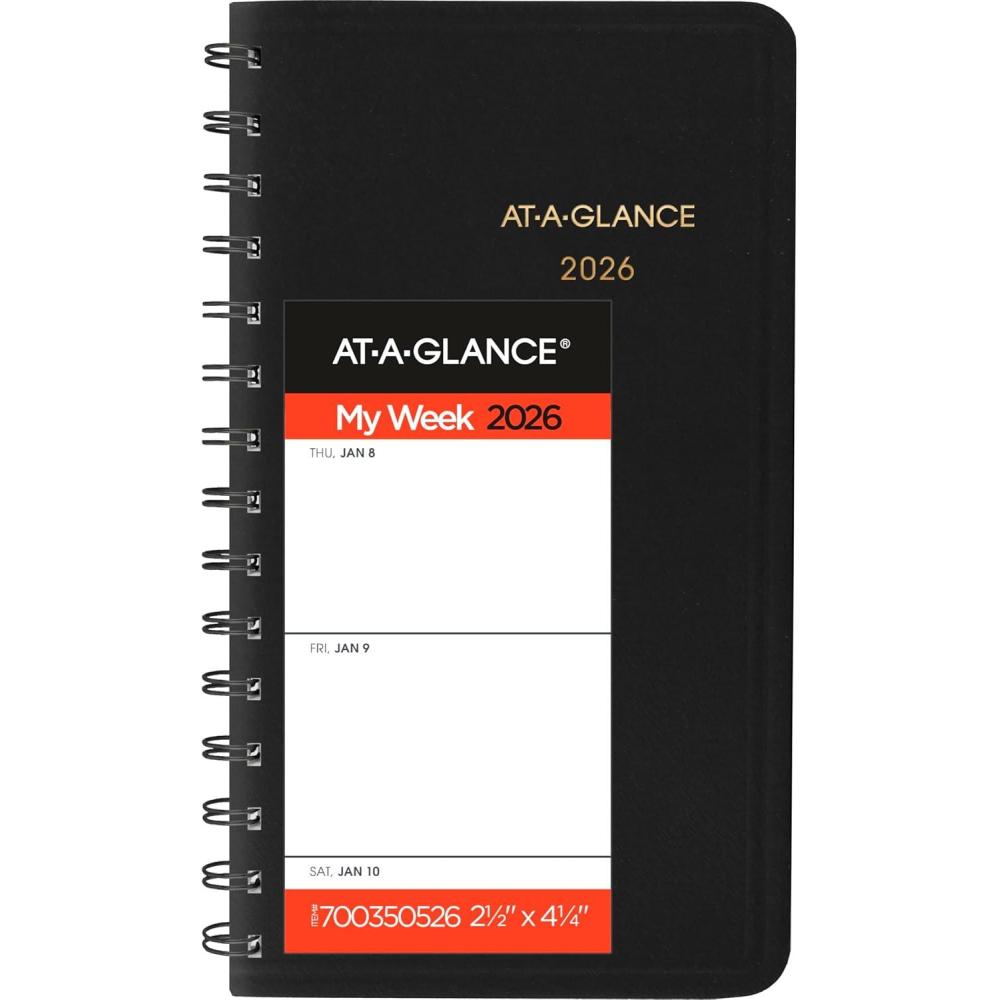 image:imageATAGLANCE 2026 Planner Weekly 212 x 412 Pocket Size Black 7003505262026 New Edition
