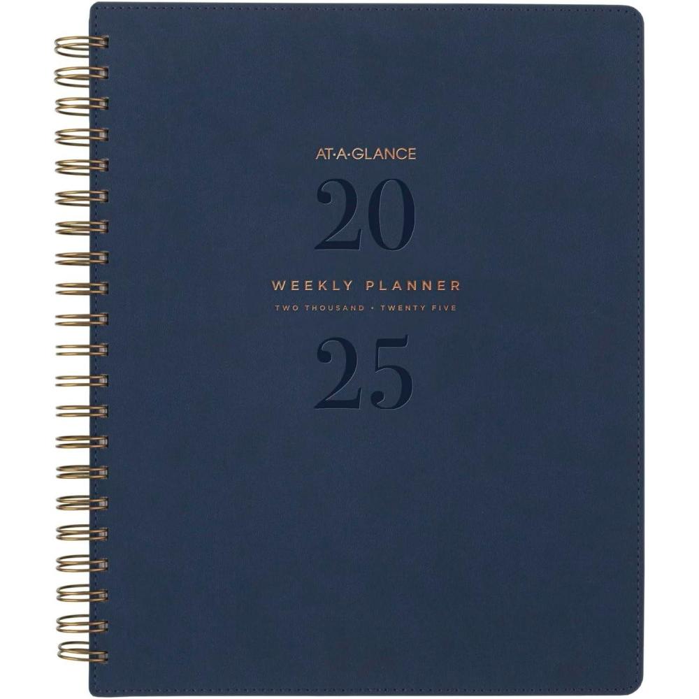 image:imageATAGLANCE 2026 Planner Weekly amp Monthly 85 x 11 Large Signature Distressed Brown YP9050926Navy