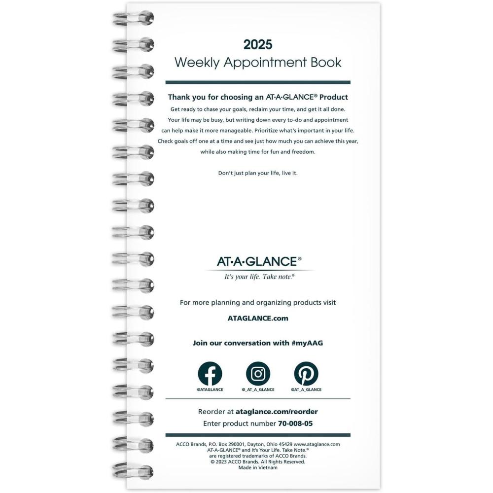 image:imageATAGLANCE 2026 Weekly Appointment Book Planner Refill for 70008 314 x 614 Pocket Size 7090410262025 Old Edition