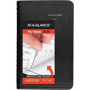 AT-A-GLANCE 2026 Appointment Book Planner, Weekly, 5″ x 8″, Small, DayMinder, Black (G2100026)(2026 New Edition)