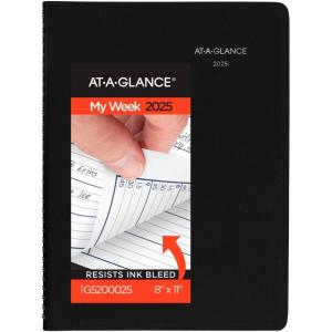 AT-A-GLANCE 2026 Appointment Book Planner, Weekly, 8″ x 11″, Large, Quarter-Hourly, DayMinder, Black (G5200026)(Black)