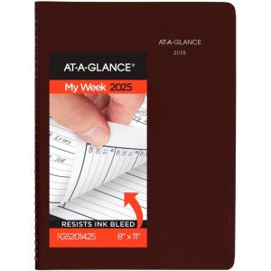 AT-A-GLANCE 2026 Appointment Book Planner, Weekly, 8″ x 11″, Large, Quarter-Hourly, DayMinder, Black (G5200026)(Burgundy)