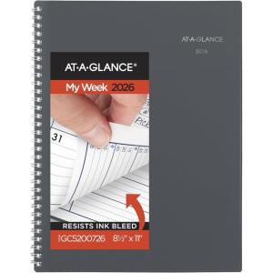 AT-A-GLANCE 2026 Appointment Book Planner, Weekly & Monthly, 8-1/2″ x 11″, Large, Quarter-Hourly, DayMinder, Gray (GC5200726)(2026 New Edition)