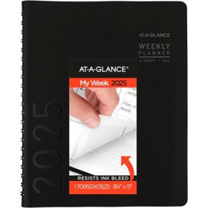 AT-A-GLANCE 2026 Appointment Book Planner, Weekly & Monthly, 8.25″ x 11″, Large, Half-Hourly, Contemporary, Charcoal (70950X4526)(Black)