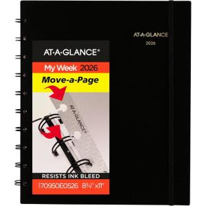 AT-A-GLANCE 2026 Appointment Book Planner, Weekly & Monthly, 8.75″ x 11″, Large, Move-A-Page, Black (70950E0526)
