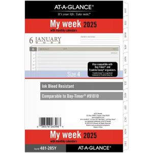 AT-A-GLANCE 2026 Planner Refill, Weekly & Monthly, 3.75″ x 6.75″, Portable Size 3, Loose-Leaf (471-285Y-26)(2025 Old Edition Desk Block Style)