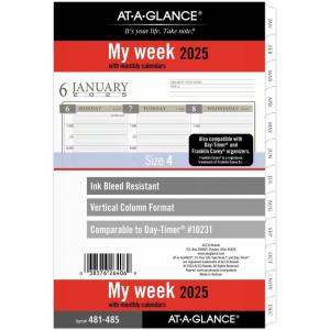 AT-A-GLANCE 2026 Planner Refill, Weekly & Monthly, 3.75″ x 6.75″, Portable Size 3, Loose-Leaf (471-285Y-26)(2025 Old Edition Desk Column Style)