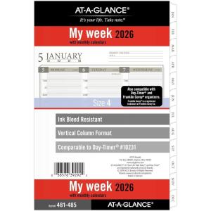 AT-A-GLANCE 2026 Planner Refill, Weekly & Monthly, 3.75″ x 6.75″, Portable Size 3, Loose-Leaf (471-285Y-26)(2026 New Edition Desk Column Style)