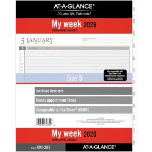 AT-A-GLANCE 2026 Planner Refill, Weekly & Monthly, 3.75″ x 6.75″, Portable Size 3, Loose-Leaf (471-285Y-26)(2026 New Edition Folio)