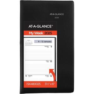 AT-A-GLANCE 2026 Planner, Weekly, 3-1/2″ x 6″, Pocket Size, Open Scheduling, DayMinder, Black (SK480026)(2025)