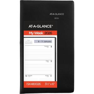 AT-A-GLANCE 2026 Planner, Weekly, 3-1/2″ x 6″, Pocket Size, Open Scheduling, DayMinder, Black (SK480026)(2026)
