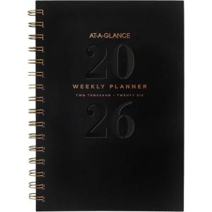 AT-A-GLANCE 2026 Planner, Weekly & Monthly, 5.5″ x 8.5″, Small, Signature Lite, Black (YP200L0526)(2026)