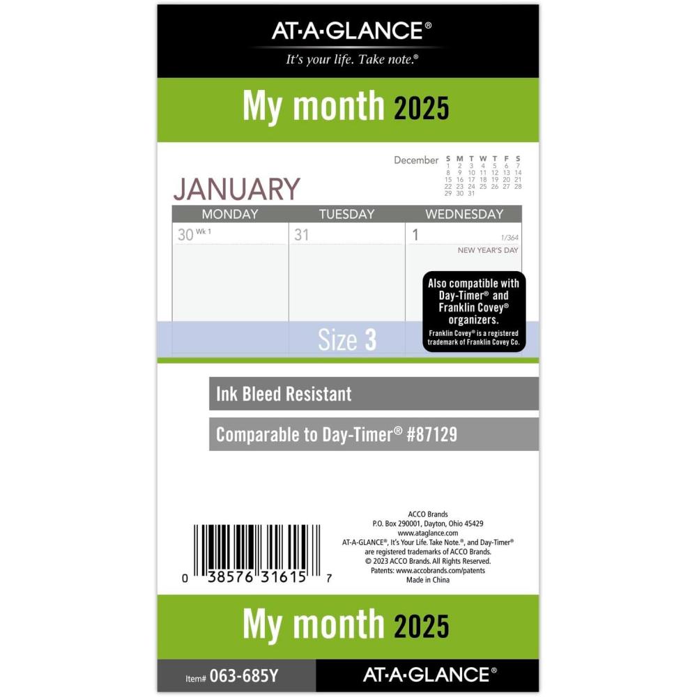 image:imageATAGLANCE 2026 Planner Refill Monthly 512 x 812 Desk Size 4 LooseLeaf Unruled Blocks 061685Y262025 Old Edition