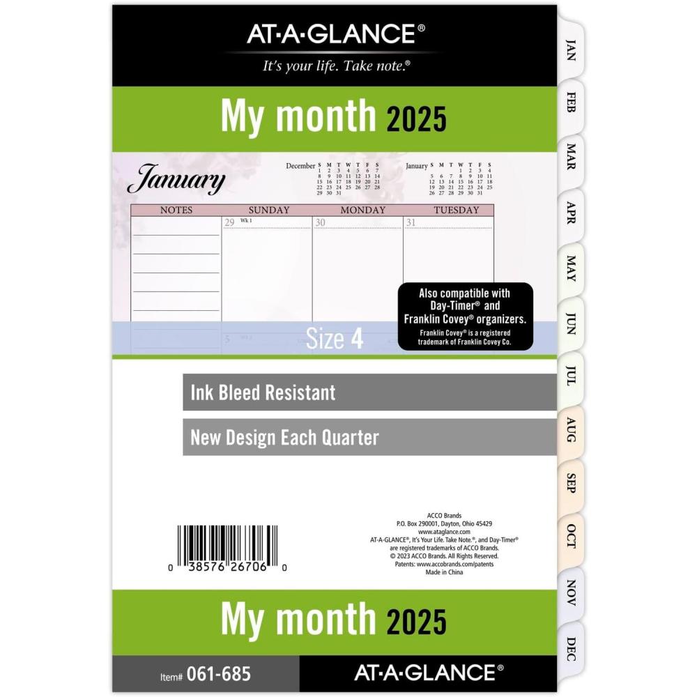 image:imageATAGLANCE 2026 Planner Refill Monthly 512 x 812 Desk Size 4 LooseLeaf Unruled Blocks Nature 061685262025 Old Edition