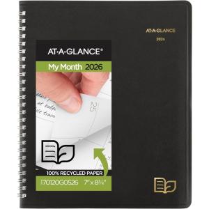 AT-A-GLANCE 2026 Planner, Monthly, 9″ x 11″, Large, Recycled, Black (70260G0526)(2026)