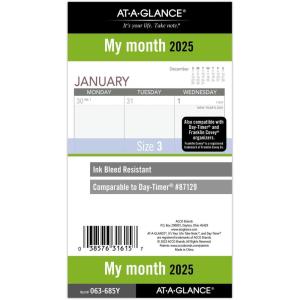AT-A-GLANCE 2026 Planner Refill, Monthly, 5-1/2″ x 8-1/2″, Desk Size 4, Loose-Leaf, Unruled Blocks (061-685Y-26)(2025 Old Edition)