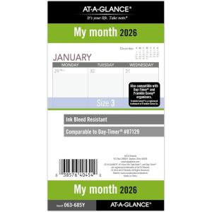 AT-A-GLANCE 2026 Planner Refill, Monthly, 5-1/2″ x 8-1/2″, Desk Size 4, Loose-Leaf, Unruled Blocks (061-685Y-26)(2026 New Edition)