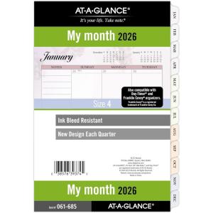 AT-A-GLANCE 2026 Planner Refill, Monthly, 5-1/2″ x 8-1/2″, Desk Size 4, Loose-Leaf, Unruled Blocks, Nature (061-685-26)(2026 New Edition)