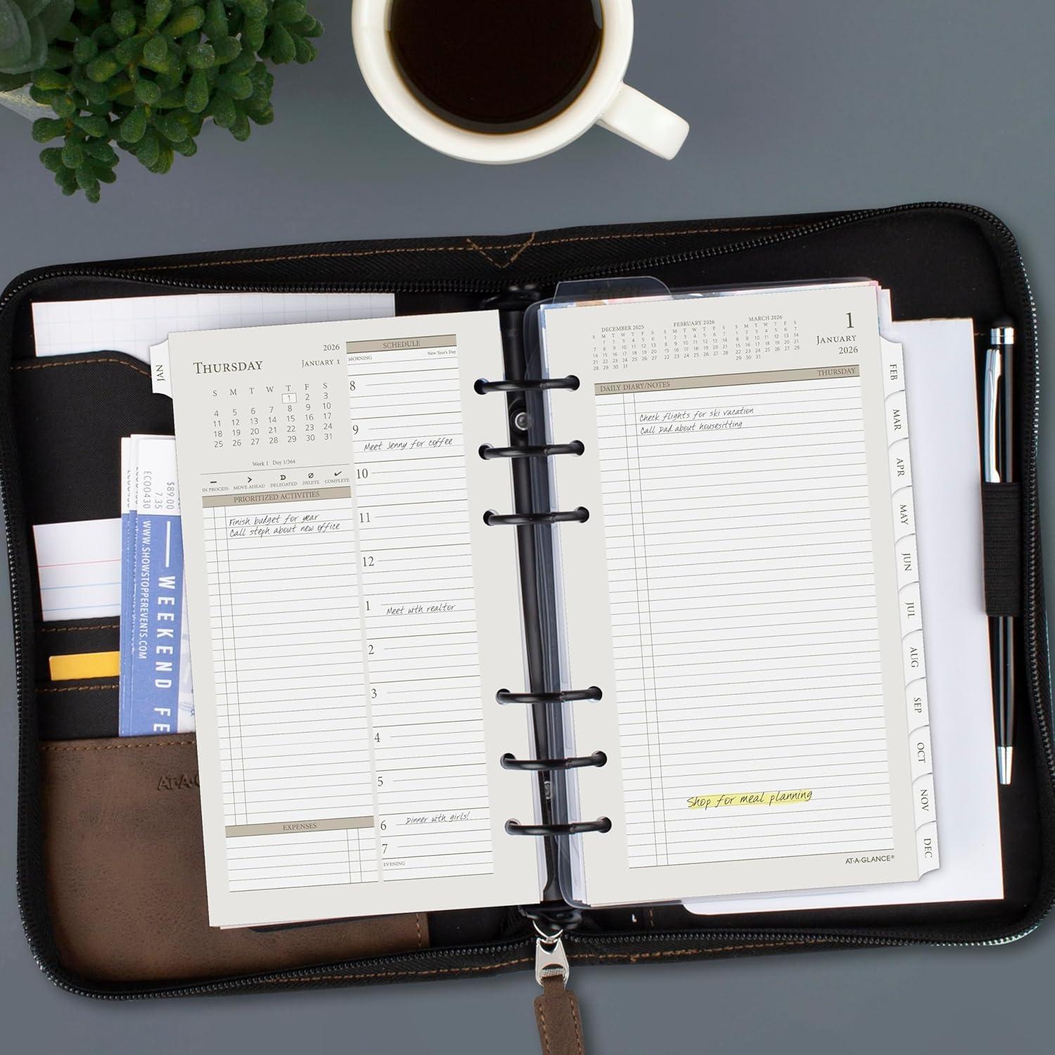 image:imageATAGLANCE 2026 Planner Daily amp Monthly 334 x 634 Portable Size 3 Two Page Per Day Refill LooseLeaf 47122526Size 3 Portable