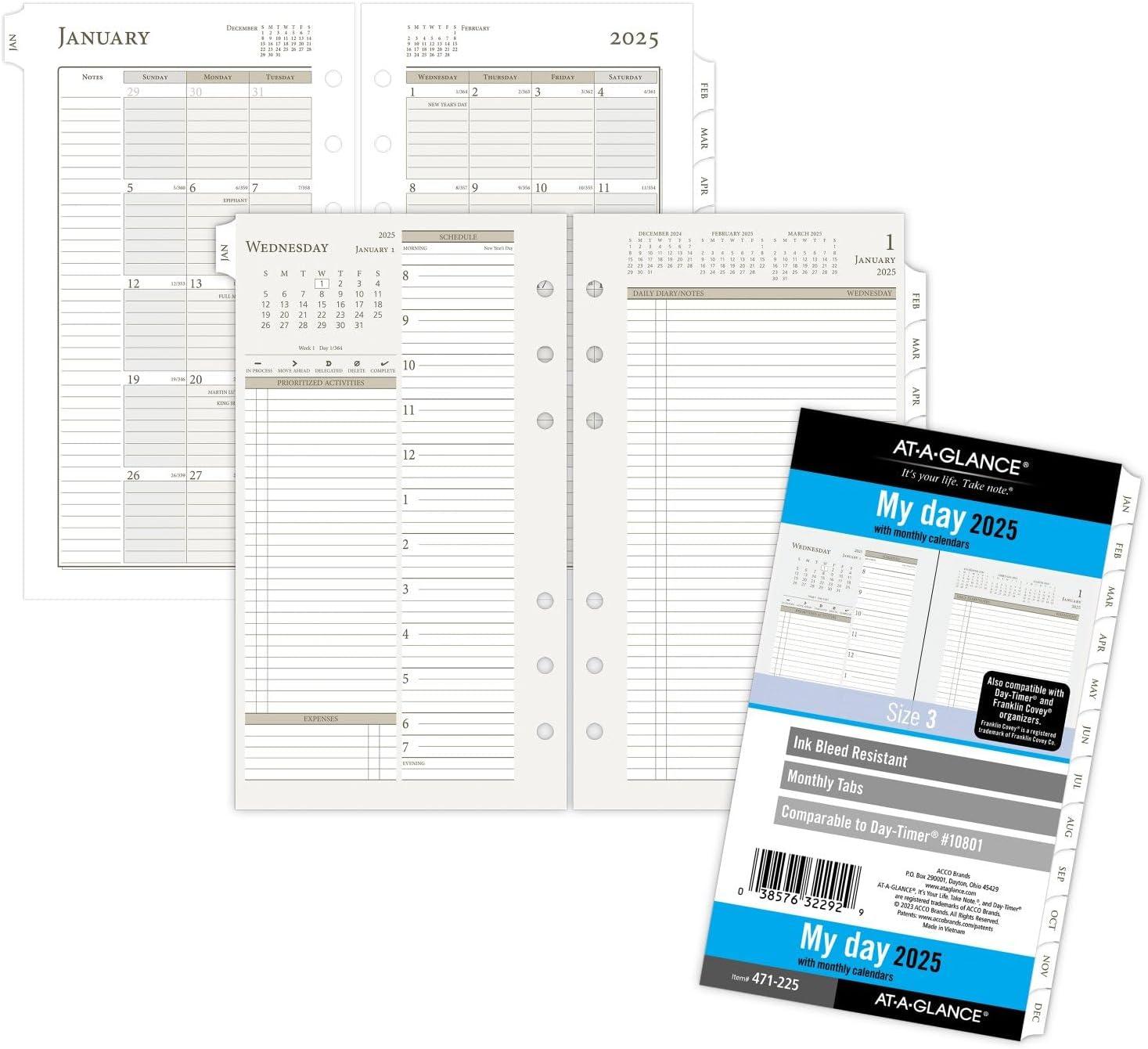 image:imageATAGLANCE 2026 Planner Daily amp Monthly 334 x 634 Portable Size 3 Two Page Per Day Refill LooseLeaf 47122526Size 3 Portable
