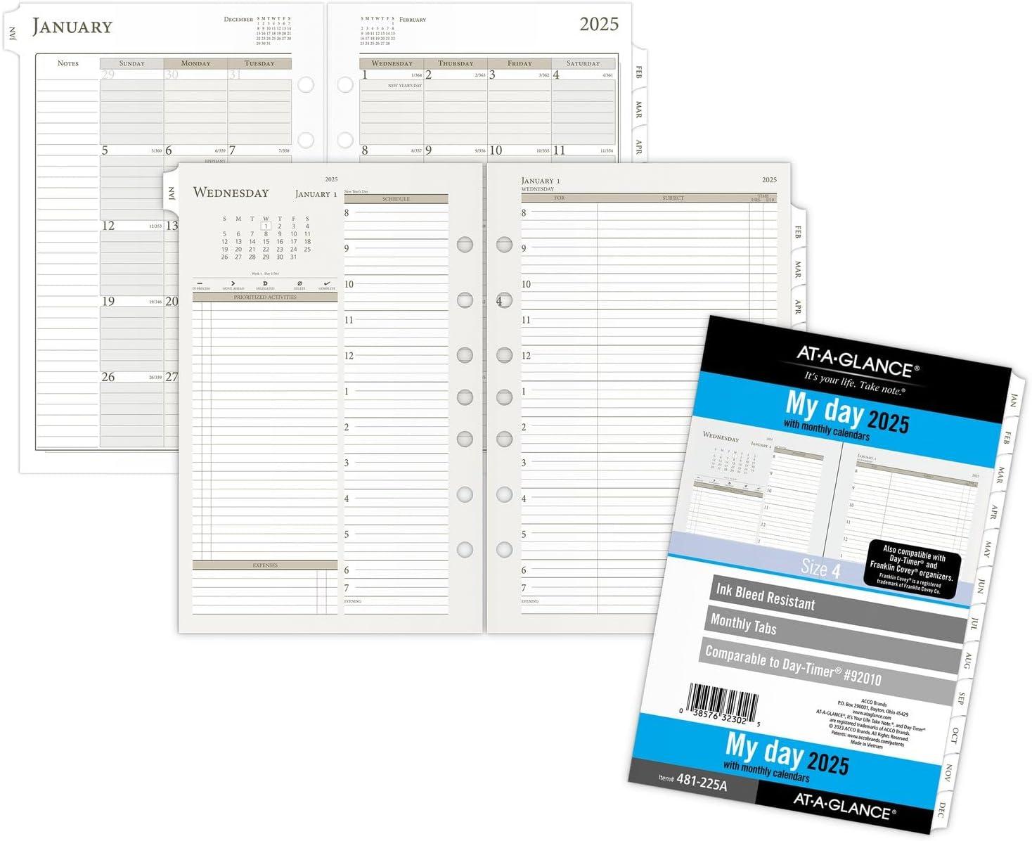 image:imageATAGLANCE 2026 Planner Daily amp Monthly 334 x 634 Portable Size 3 Two Page Per Day Refill LooseLeaf 47122526Size 4 Desk