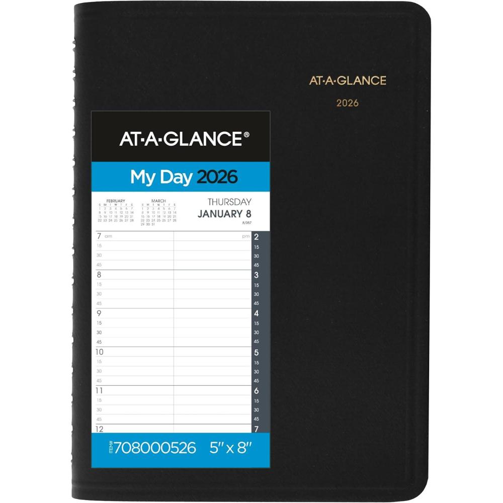 image:imageATAGLANCE 2026 Appointment Book Planner Daily 5 x 8 Small QuarterHour Black 7080005262026 New Edition