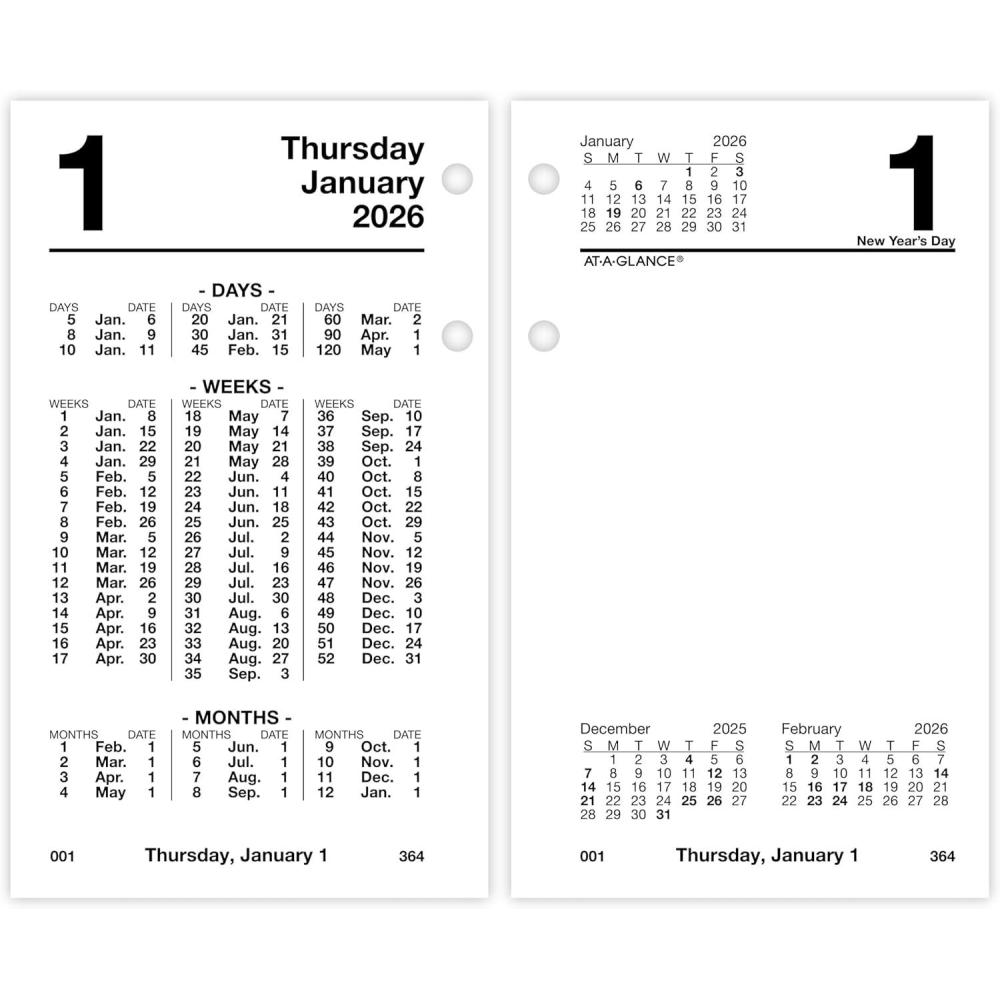 image:imageATAGLANCE 2026 Desk Calendar Refill Daily 312 x 6 Standard Financial S17050262026 New Edition