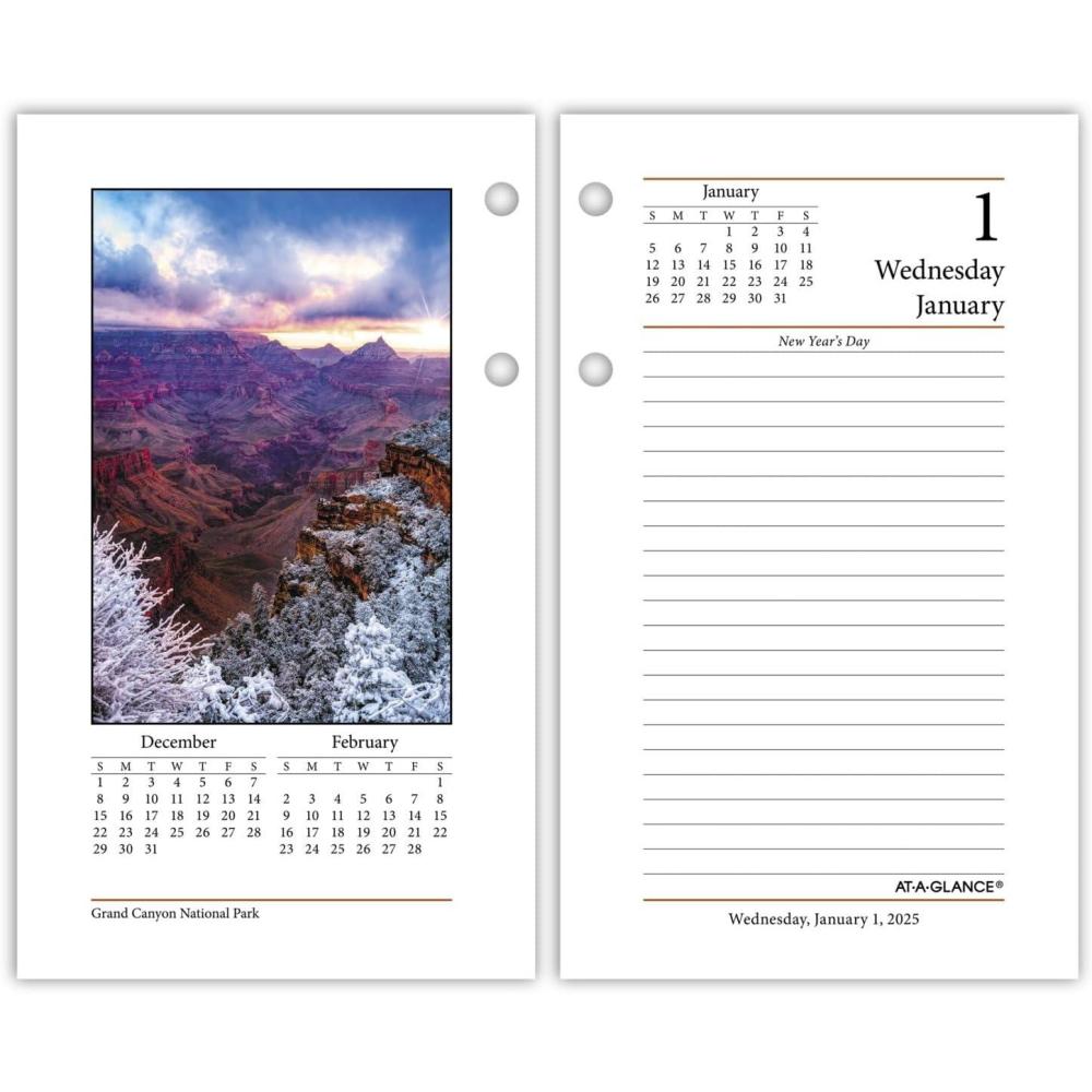 image:imageATAGLANCE 2026 Desk Calendar Refill Daily 312 x 6 Standard LooseLeaf Photographic E4175026Photographic