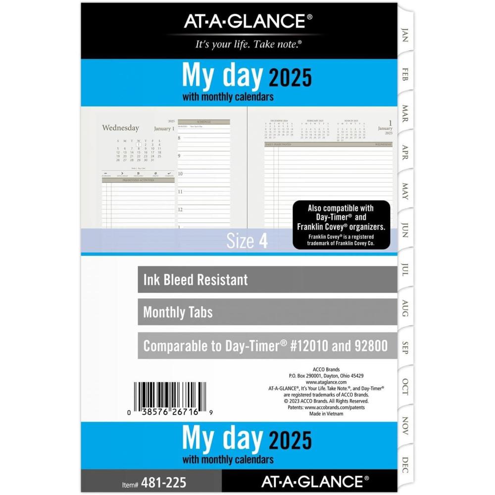 image:imageATAGLANCE 2026 Planner Daily 812 x 11 Folio Size 5 Two Page Per Day Refill LooseLeaf 491225262025 Old Edition