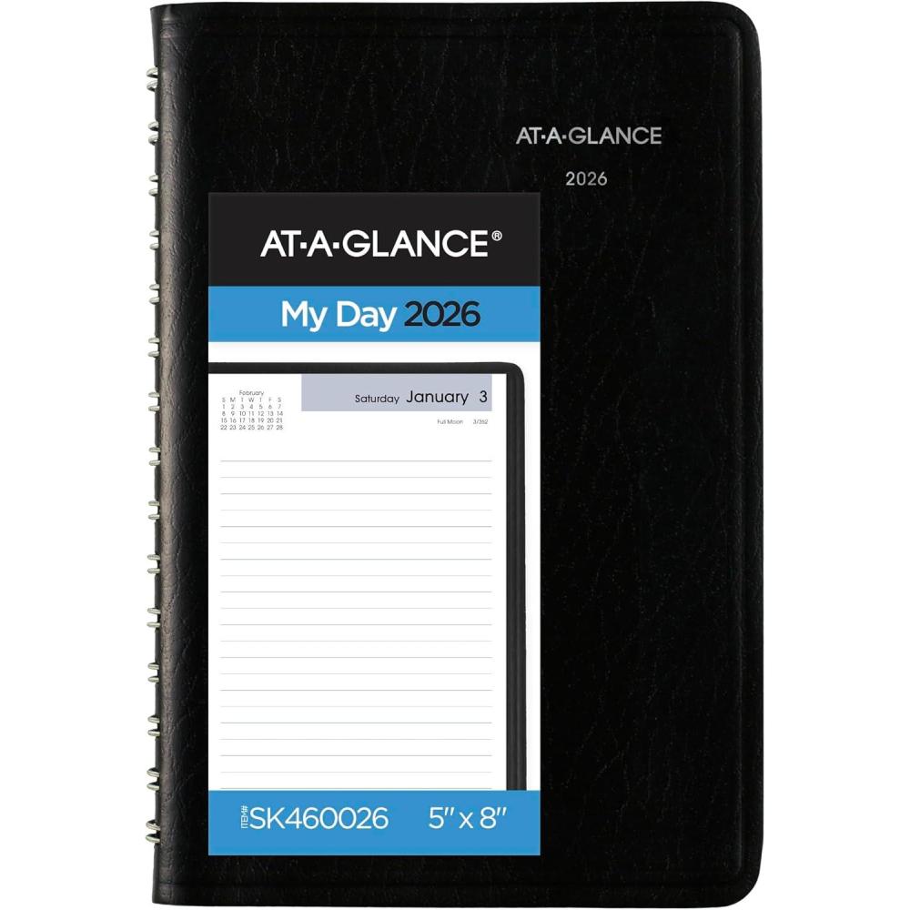 image:imageATAGLANCE 2026 Planner Daily Open Scheduling 5 x 8 Small DayMinder Black SK460026