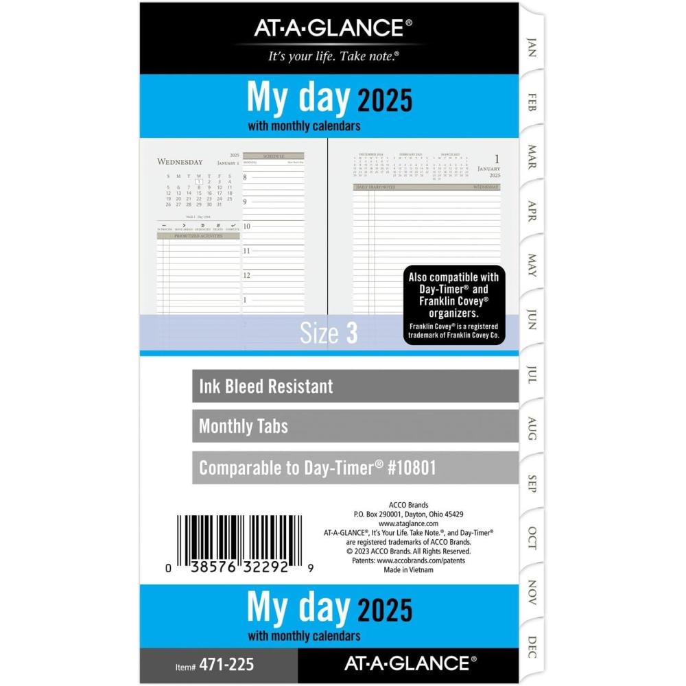 image:imageATAGLANCE 2026 Planner Daily amp Monthly 334 x 634 Portable Size 3 Two Page Per Day Refill LooseLeaf 47122526Size 3 Portable