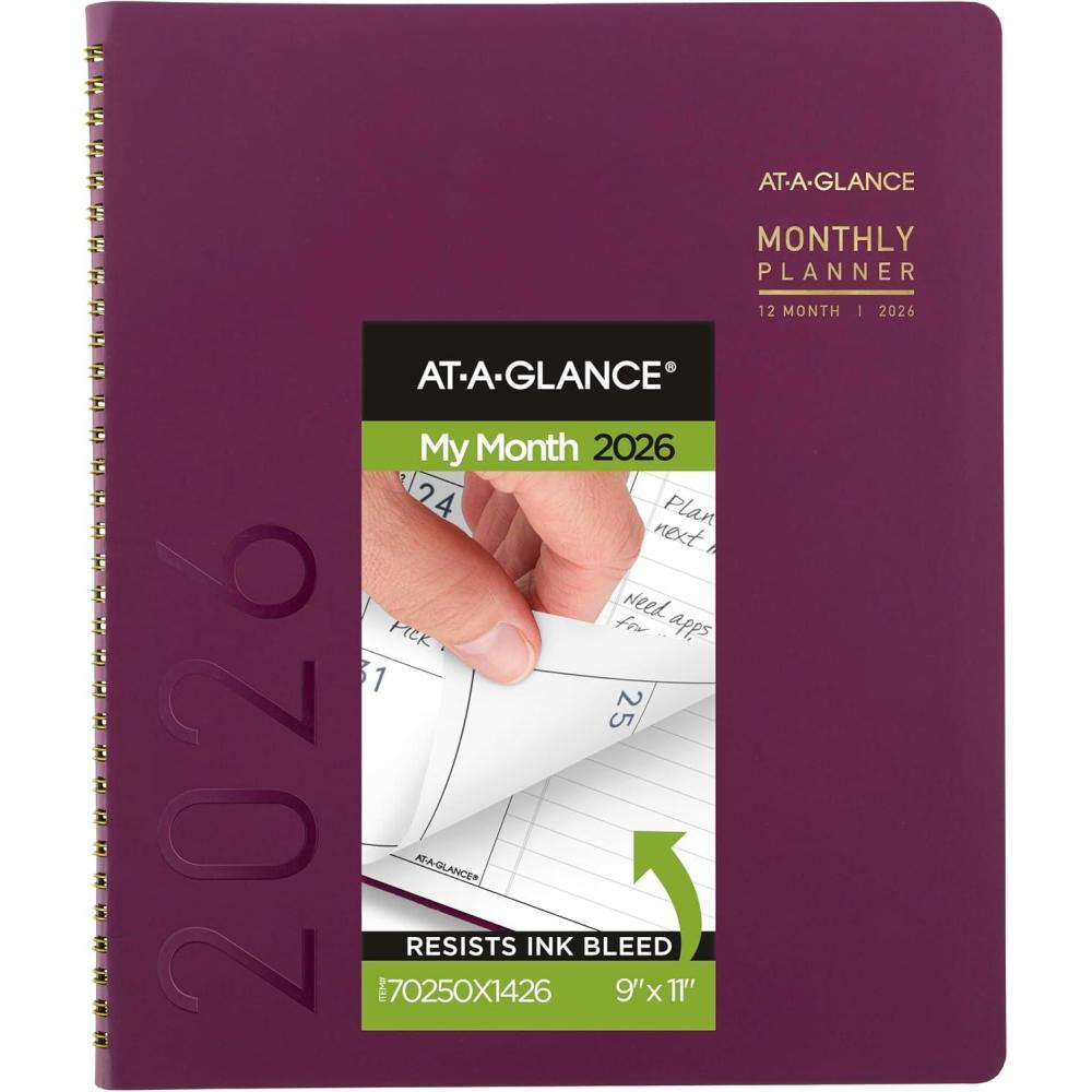 image:imageATAGLANCE 2026 Planner Monthly 9 x 11 Large Contemporary Crushed Cherry 70250X1426Crushed Cherry