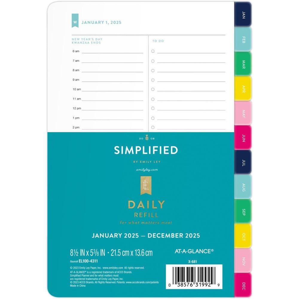 image:imageATAGLANCE 2026 Planner Refill Simplified by Emily Ley Daily 55 x 85 Desk Size One Page Per Day Refill EL1004311262025 Old Edition