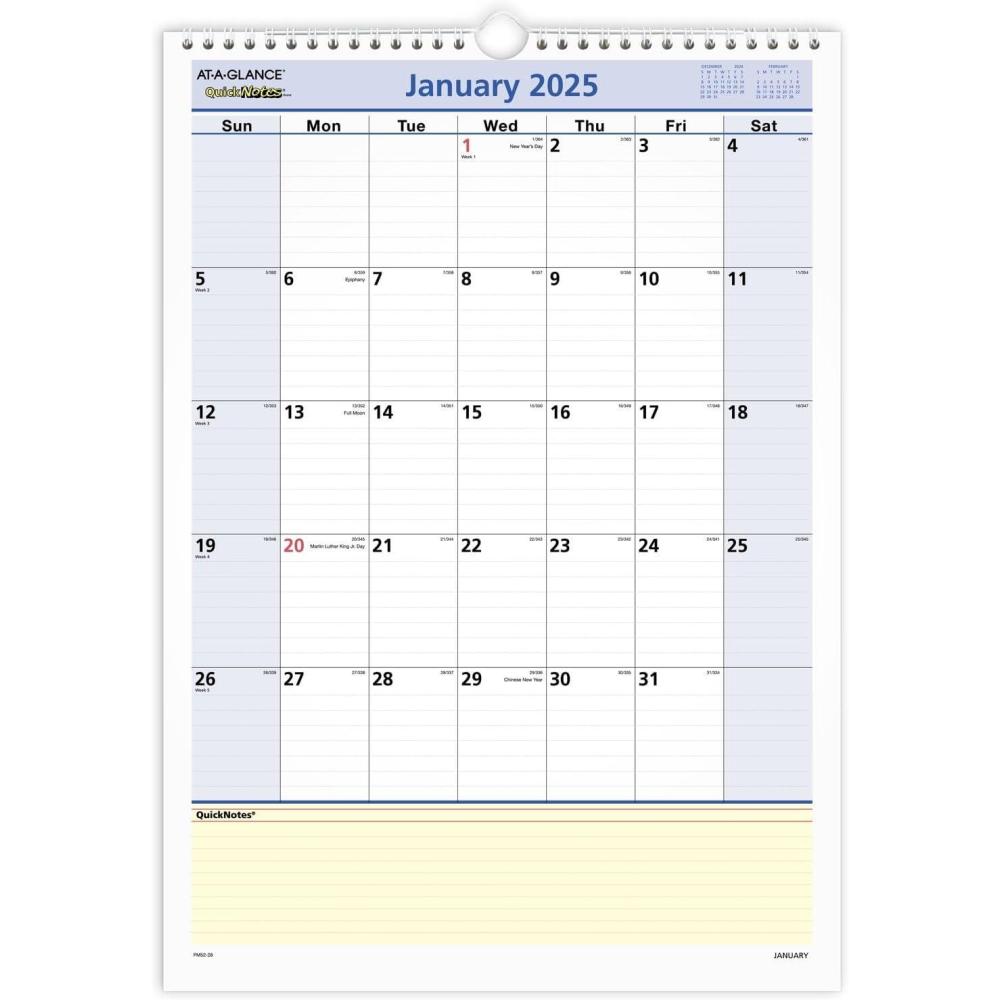 image:imageATAGLANCE 2026 Wall Calendar 12 x 17 Medium QuickNotes PM5228262025