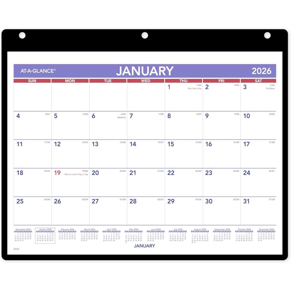 image:imageATAGLANCE 2026 Wall amp Desk Calendar 11 x 8 Small Clear Cover and Vinyl Holder SK800262026 New Edition