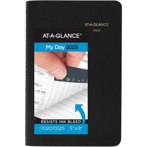 AT-A-GLANCE 2026 Appointment Book Planner, Daily, 5″ x 8″, Small, Half-Hour, Black (702070526)(2025 Old Edition)